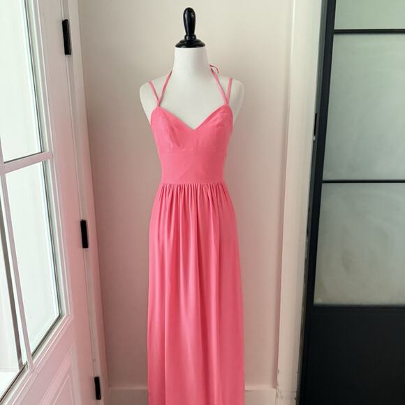 Amanda Uprichard Salmon Maxi Silk Dresss Size l - Picture 3 of 15